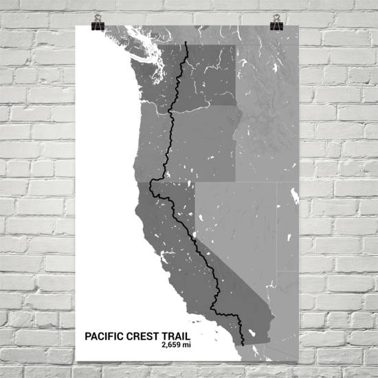 Pacific Crest Trail Map Art Prints