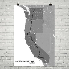 Pacific Crest Trail Map Art Prints