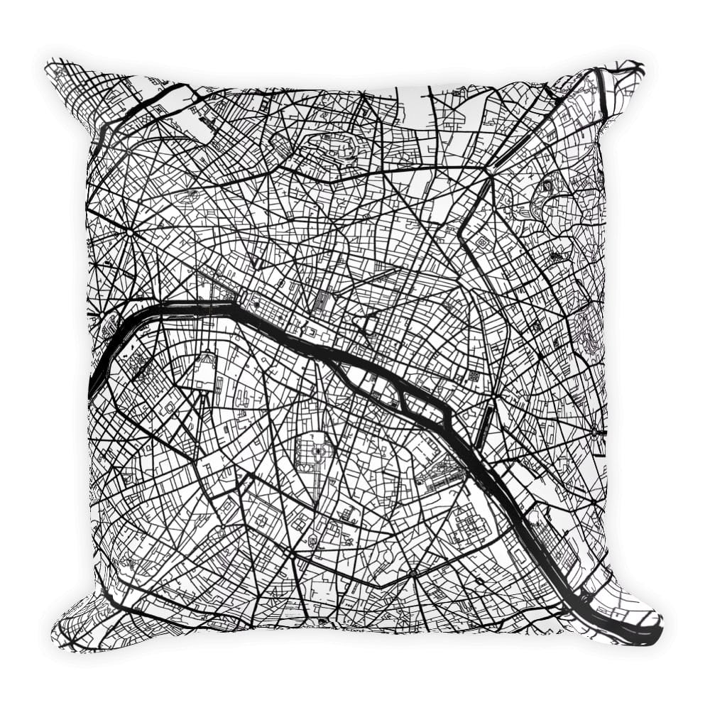 Paris Map Pillow – Modern Map Art