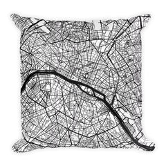 Paris Map Pillow – Modern Map Art