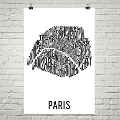 Paris Neighborhood Typography Prints – Modern Map Art