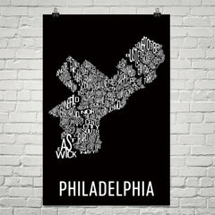 Philadelphia Neighborhood Typography Prints – Modern Map Art