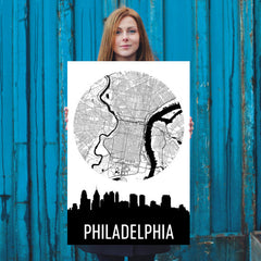 Philadelphia Skyline Silhouette Art Prints