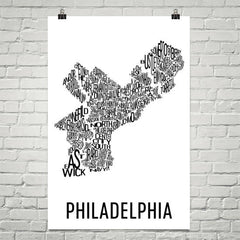 Philadelphia Neighborhood Typography Prints – Modern Map Art
