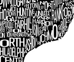 Philadelphia Neighborhood Typography Prints – Modern Map Art