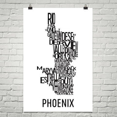 Phoenix Neighborhood Typography Prints – Modern Map Art