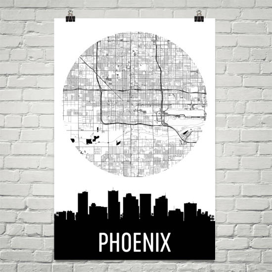 Phoenix Skyline Silhouette Art Prints