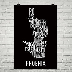 Phoenix Neighborhood Typography Prints – Modern Map Art