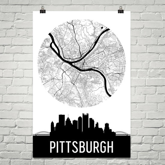 Pittsburgh Skyline Silhouette Art Prints