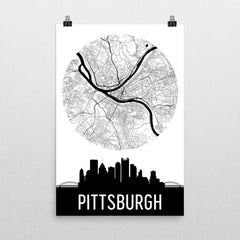 Pittsburgh Skyline Silhouette Art Prints