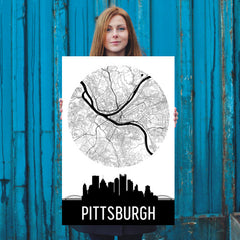 Pittsburgh Skyline Silhouette Art Prints