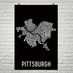 Pittsburgh Neighborhood Typography Prints – Modern Map Art