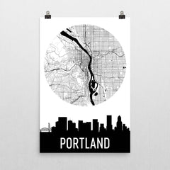 Portland Skyline Silhouette Art Prints