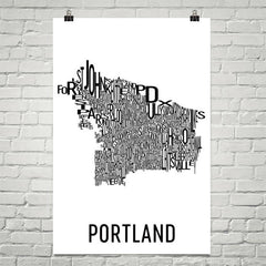 Portland Neighborhood Typography Prints – Modern Map Art