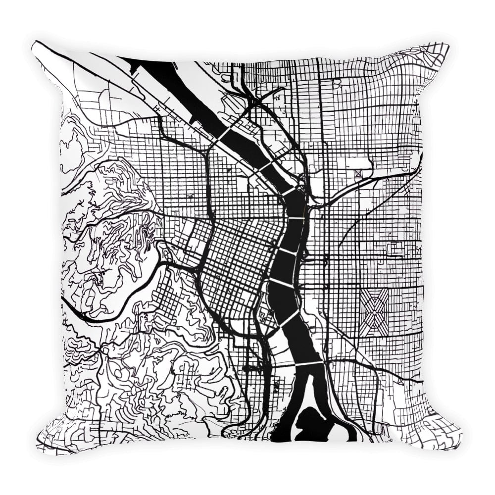 Portland (OR) Map Pillow – Modern Map Art