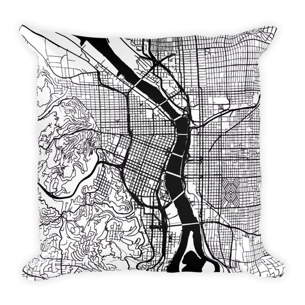 Portland (OR) Map Pillow – Modern Map Art