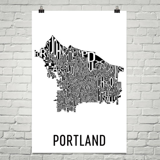 Portland Neighborhood Typography Prints – Modern Map Art