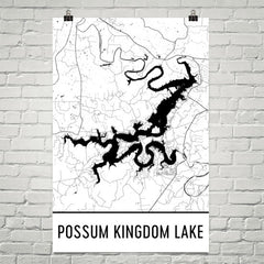 Possum Kingdom Lake TX Art and Maps
