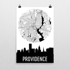Providence Skyline Silhouette Art Prints