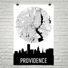 Providence Skyline Silhouette Art Prints