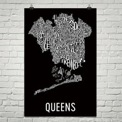 Queens Neighborhood Typography Prints – Modern Map Art