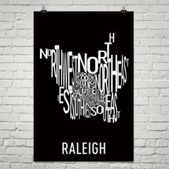 Raleigh Neighborhood Typography Prints – Modern Map Art