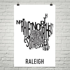 Raleigh Neighborhood Typography Prints – Modern Map Art