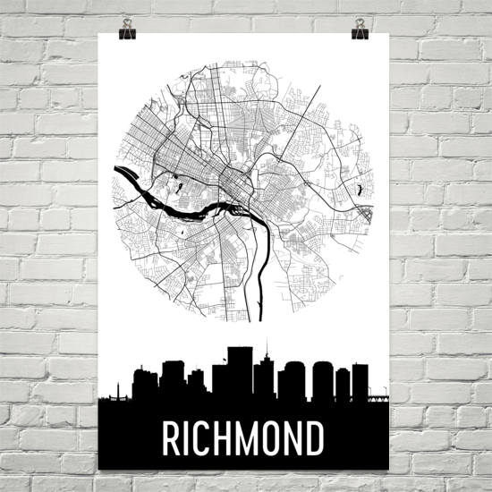 Richmond Skyline Silhouette Art Prints