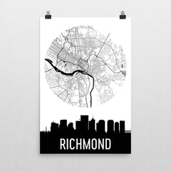 Richmond Skyline Silhouette Art Prints