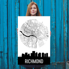 Richmond Skyline Silhouette Art Prints
