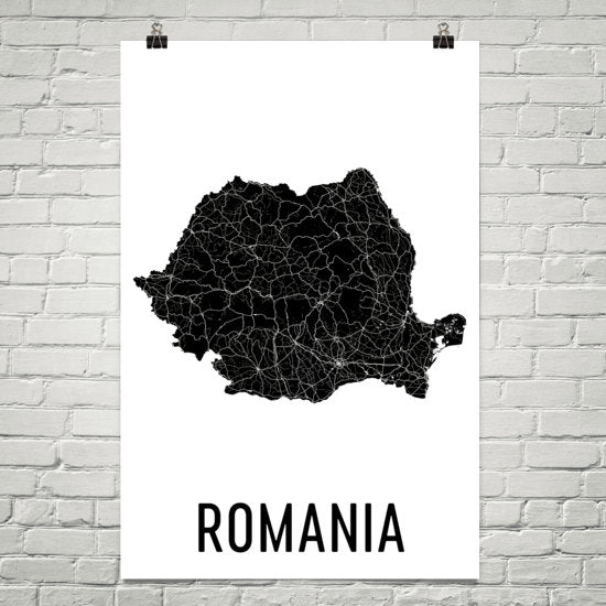 Romania Wall Map Print - Modern Map Art