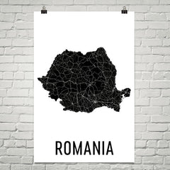 Romania Wall Map Print - Modern Map Art