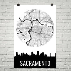Sacramento Skyline Silhouette Art Prints