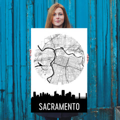 Sacramento Skyline Silhouette Art Prints