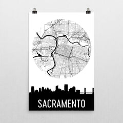 Sacramento Skyline Silhouette Art Prints