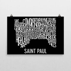 Saint Paul Neighborhood Typography Prints – Modern Map Art