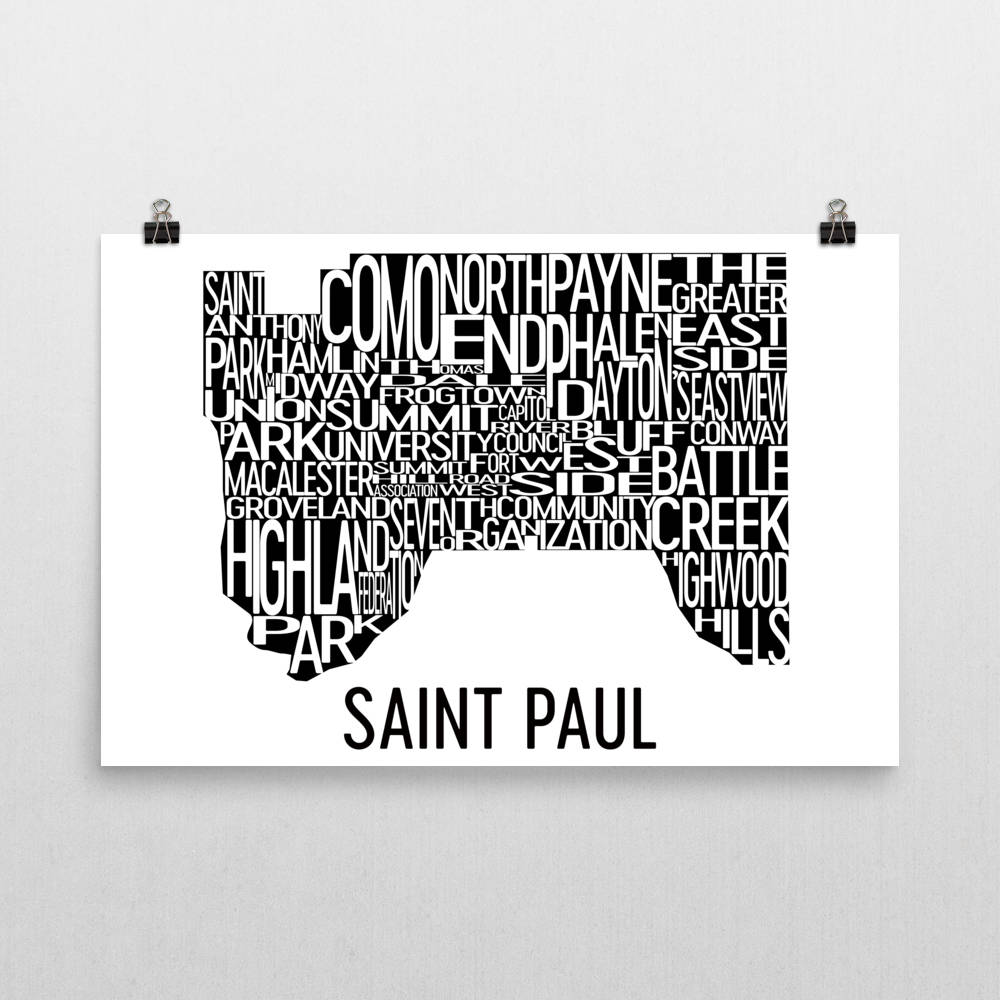 Saint Paul Neighborhood Typography Prints – Modern Map Art