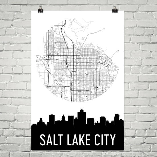 Salt Lake City Skyline Silhouette Art Prints