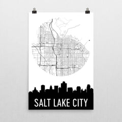 Salt Lake City Skyline Silhouette Art Prints
