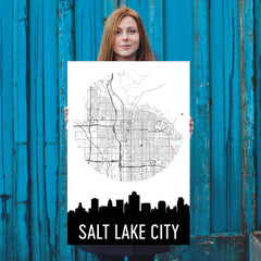Salt Lake City Skyline Silhouette Art Prints