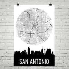 San Antonio Skyline Silhouette Art Prints
