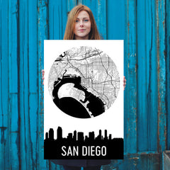 San Diego Skyline Silhouette Art Prints