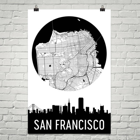 San Francisco Skyline Silhouette Art Prints