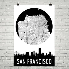 San Francisco Skyline Silhouette Art Prints