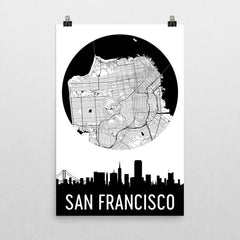 San Francisco Skyline Silhouette Art Prints