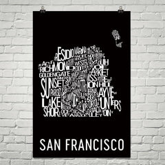 San Francisco Neighborhood Typography Prints – Modern Map Art
