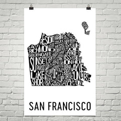 San Francisco Neighborhood Typography Prints – Modern Map Art