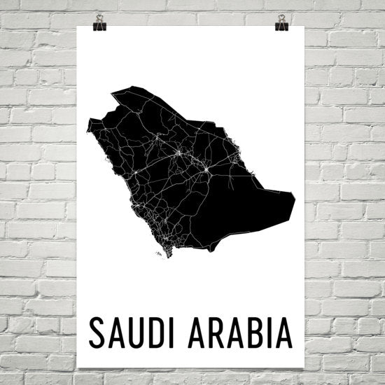 Saudi Arabia Wall Map Print - Modern Map Art