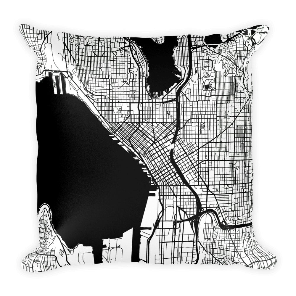 Seattle Map Pillow – Modern Map Art