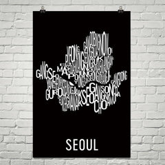 Seoul Neighborhood Typography Prints – Modern Map Art